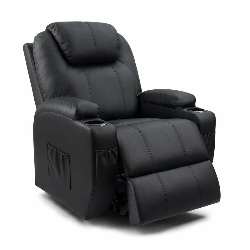 Latitude Run Faux Leather Power Lift Recliner Chair With Massage And